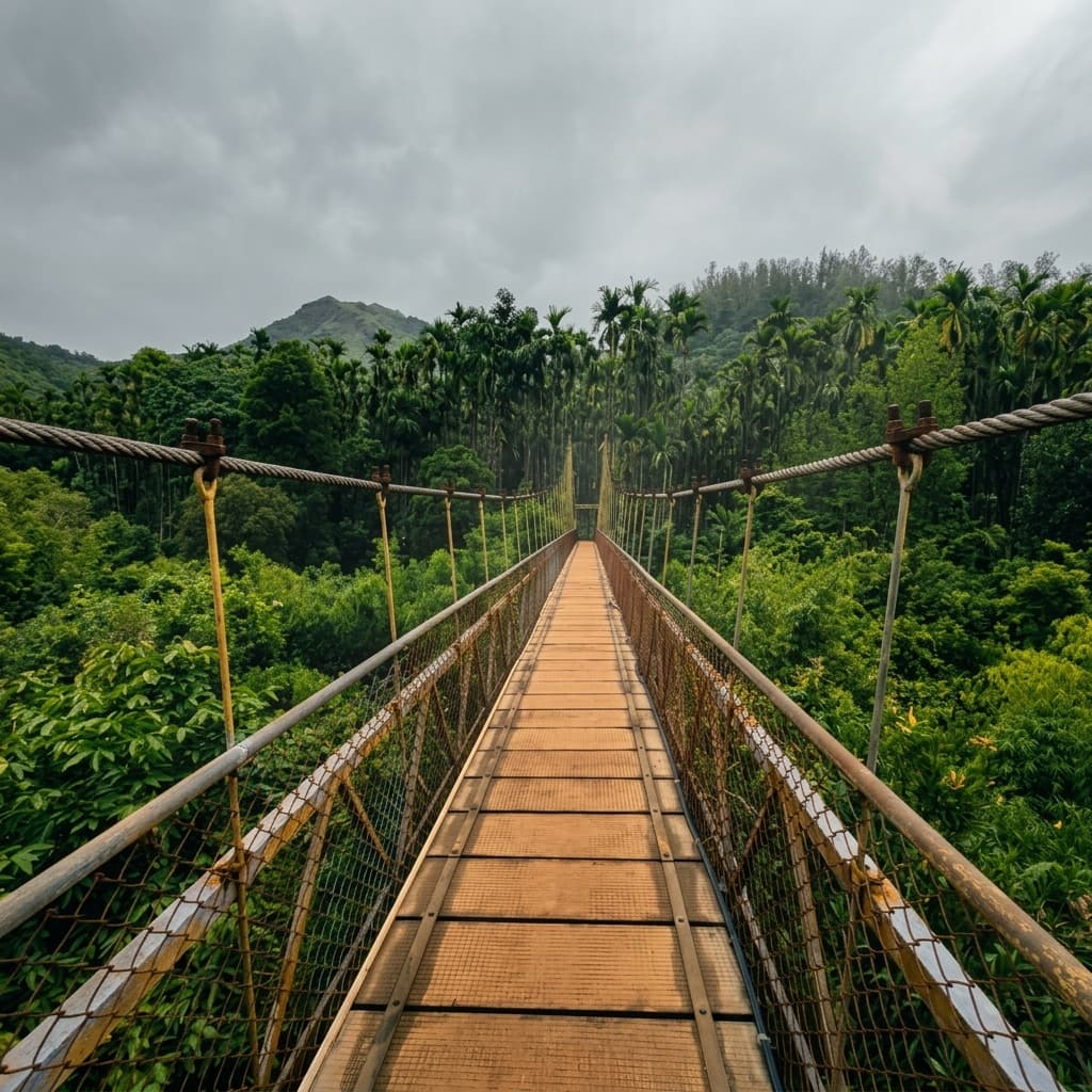 Hanging Bridge at Kudremuka Hanging Bridge Stay