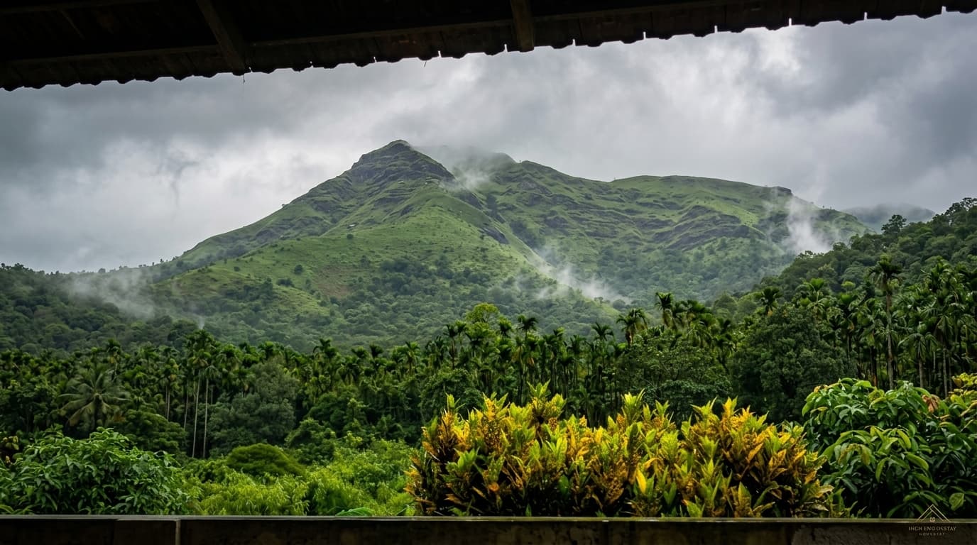Mist moving through mountains at Kudremuka Hanging Bridge Stay